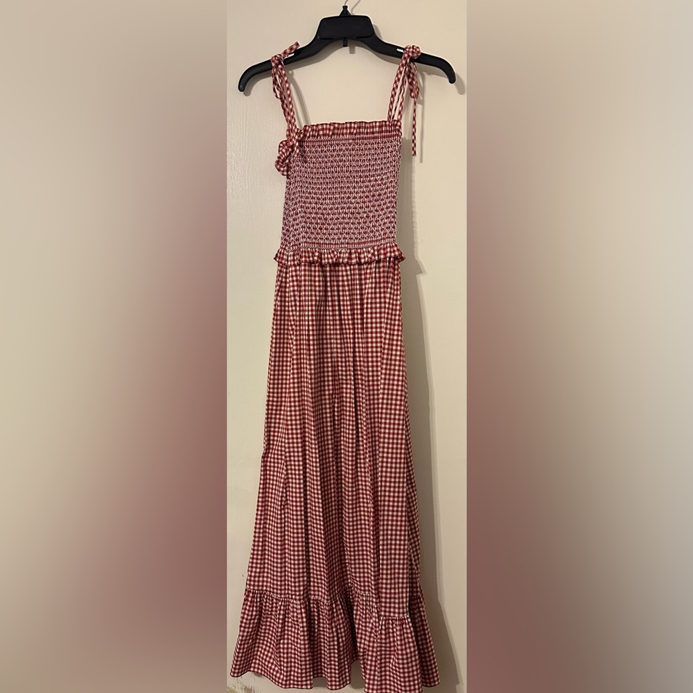 Kate Spade Red and White Gingham Maxi Dress